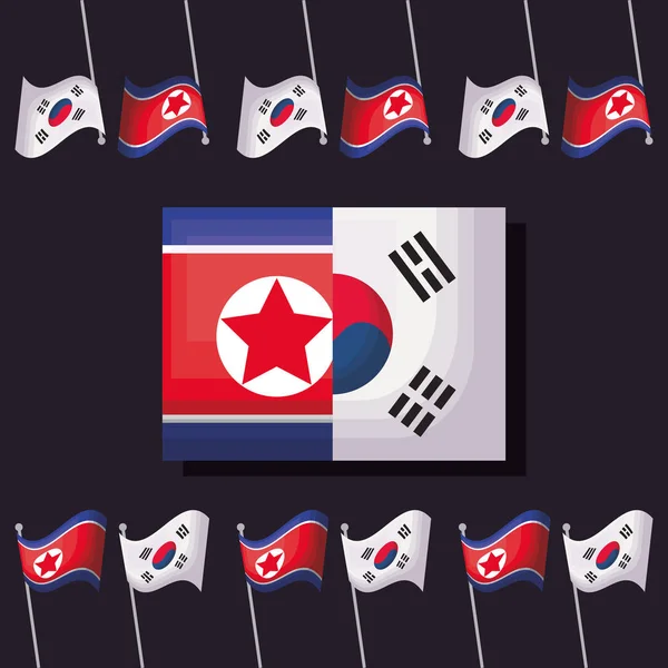 Південна Корея і КНДР дизайн — стоковий вектор