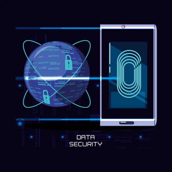 Data security fingerprint technology — Stock Vector