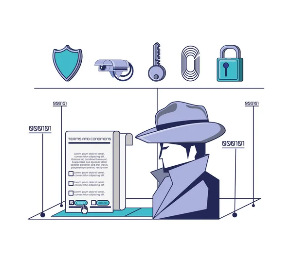 Privacy beleid digitale beveiliging — Stockvector