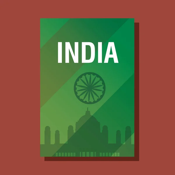 Индийский Дизайн Ашока Колесо Силуэт Тадж Махал Зеленом Красном Фоне — стоковый вектор