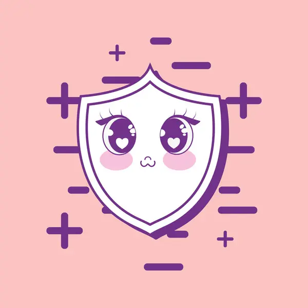 Kawaii shield icon — Stock Vector