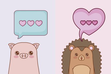 Kawaii hayvanlar ve love tasarım