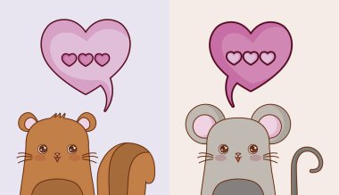 Kawaii hayvanlar ve love tasarım