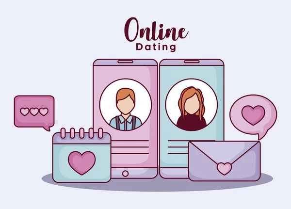 Online dating tasarım — Stok Vektör