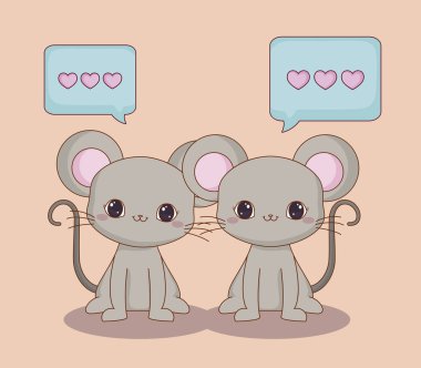 Kawaii hayvanlar ve love tasarım