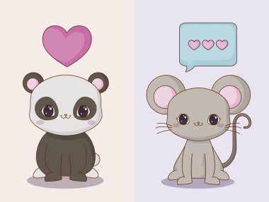 Kawaii hayvanlar ve love tasarım