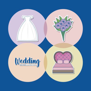 Düğün simgesi seti