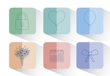 Düğün simgesi seti