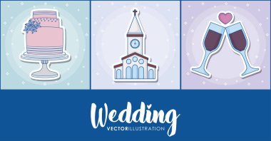 Düğün simgesi seti