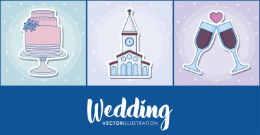 Düğün simgesi seti