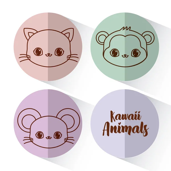 Animali Kawaii desing — Vettoriale Stock