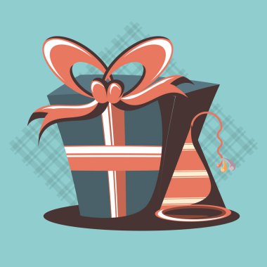 Retro parti kartı hediye ve şapka