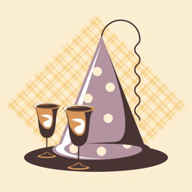 Retro parti kartı şapka ve bardak