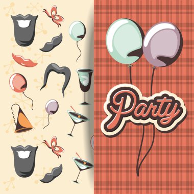 Retro parti kartı ile aksesuar seti