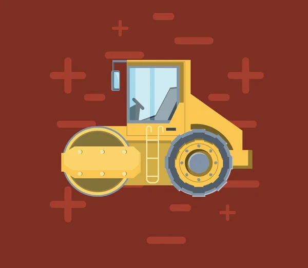 Bouw Roller Wegpictogram Bruine Achtergrond Kleurrijk Ontwerp Vectorillustratie — Stockvector