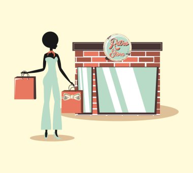 kadın retro alışveriş