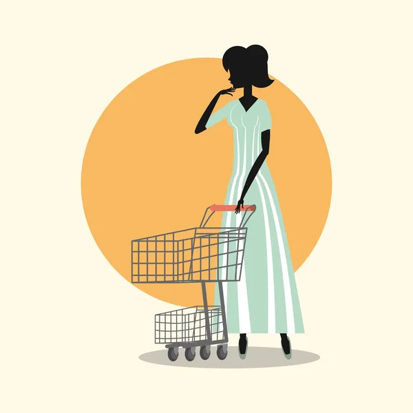 Mujer compras retro — Vector de stock