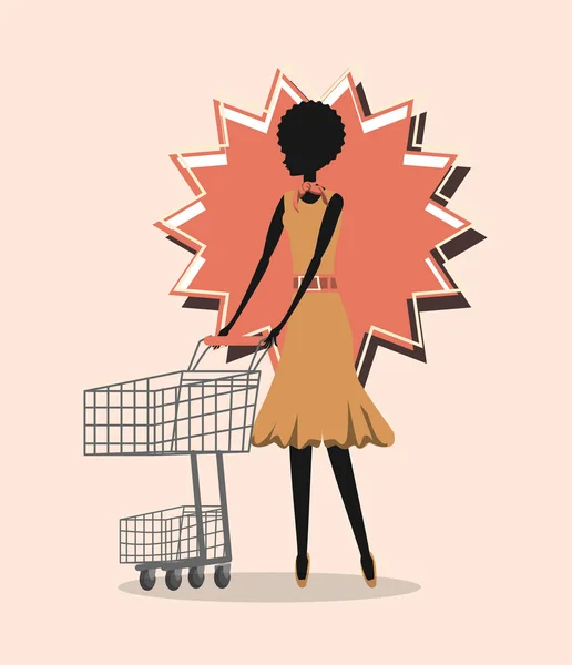 Kvinna shopping retro — Stock vektor