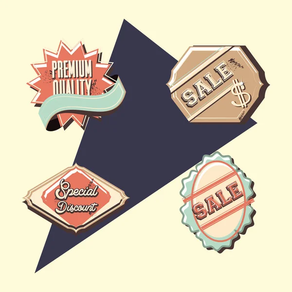 Label set retro shopping — Stock Vector