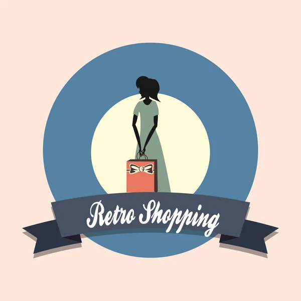 Femme rétro shopping — Image vectorielle