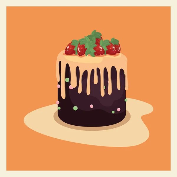 Pastel de cumpleaños feliz — Vector de stock