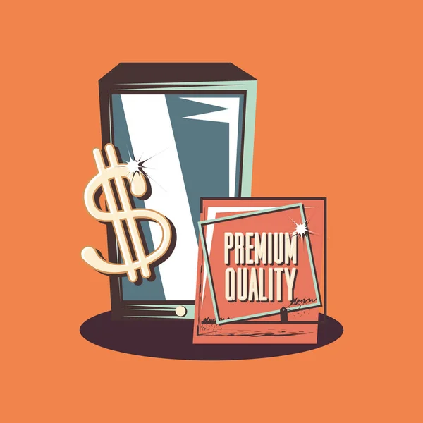 Retro-Shopping-Handy Premium-Qualität Geld — Stockvektor