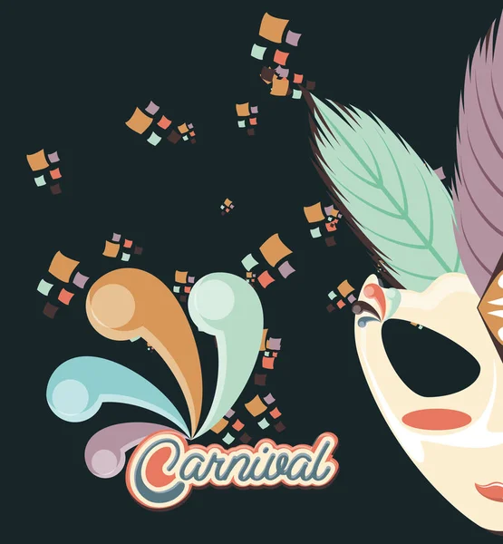 Carnival mask vintage icon — Stock Vector