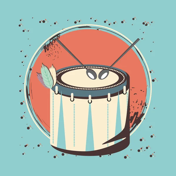 Carnival drum vintage icon — Stock Vector