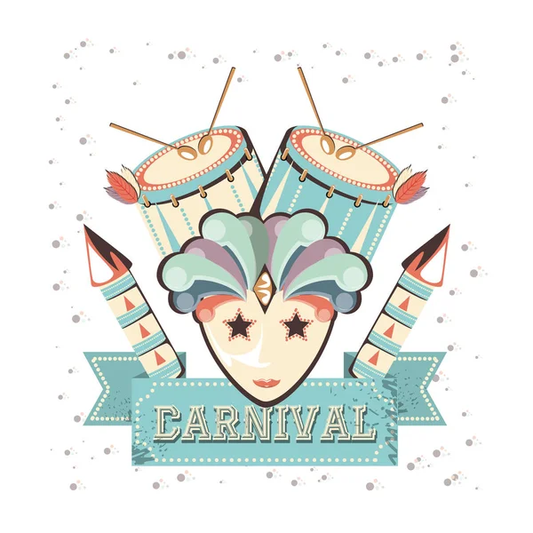 Máscara de carnaval com bateria — Vetor de Stock