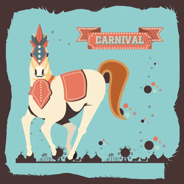 Carnaval cavalo ícone do vintage — Vetor de Stock