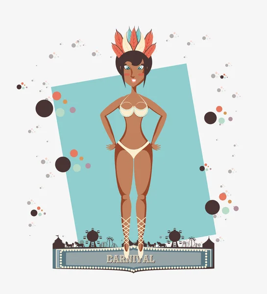 Hermoso personaje de carnaval de mujer — Vector de stock