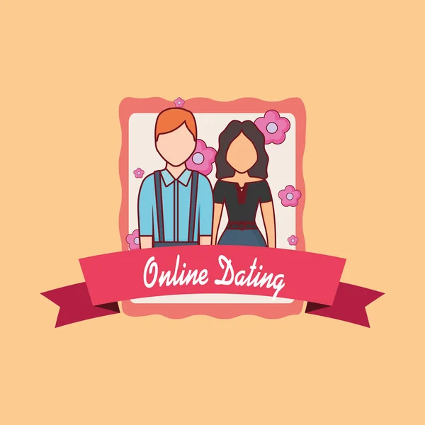 Online dating emblem — Stock vektor