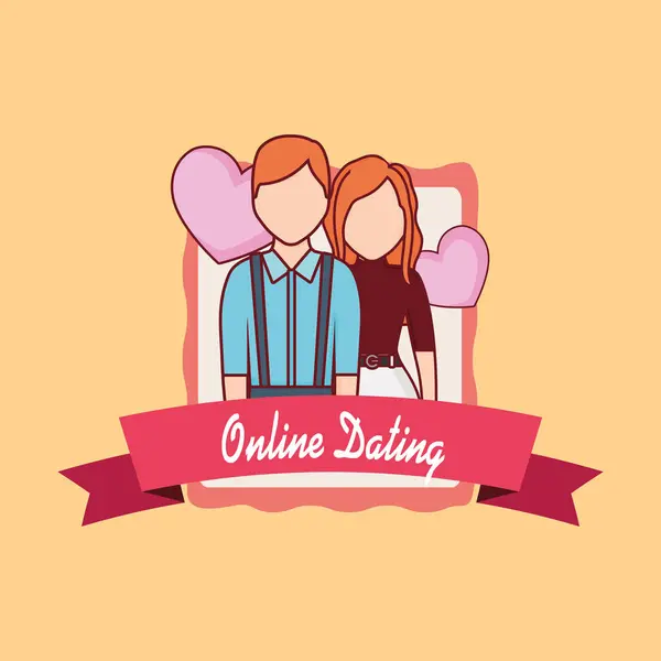 Online Dating Emblem — Stockvektor