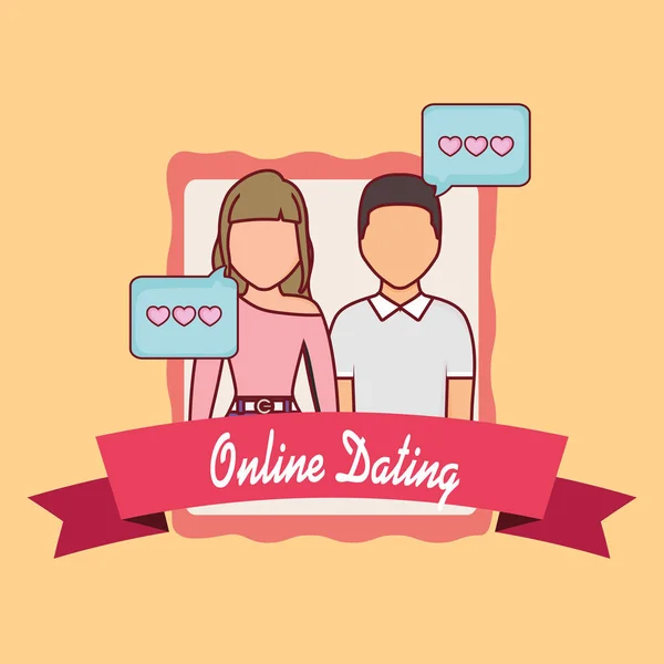 Online dating amblemi — Stok Vektör