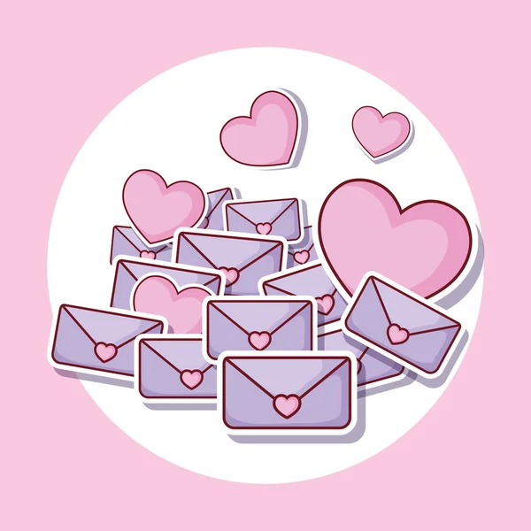 Coração e cartas de amor —  Vetores de Stock