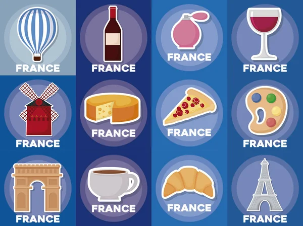 Conjunto de iconos de Francia — Vector de stock