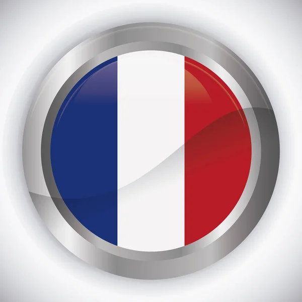 Кнопка Французским Флагом Дизайн Белом Фоне Красочный Дизайн Векторная Иллюстрация — стоковый вектор