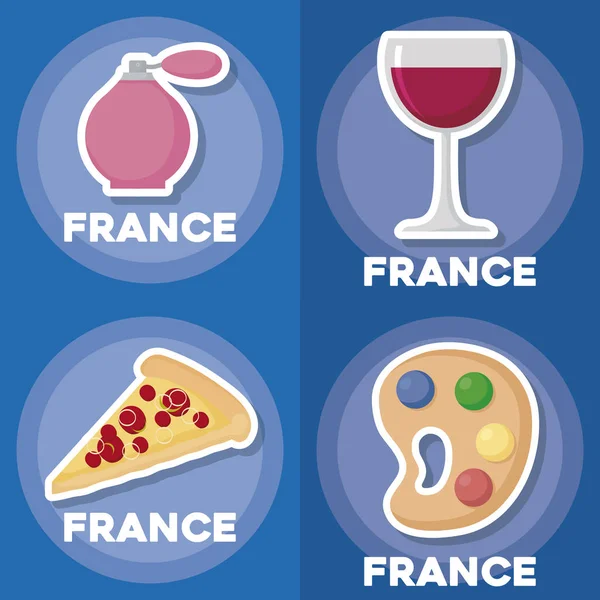 Frankrijk pictogram set — Stockvector