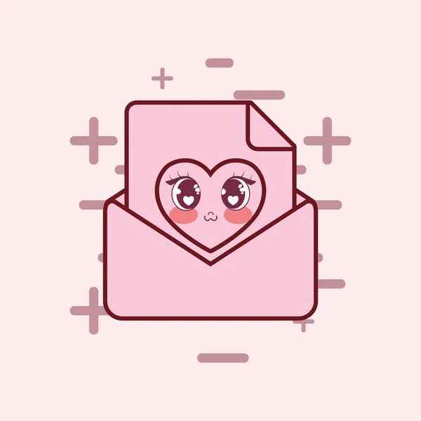 Kawaii lettre d'amour icône — Image vectorielle