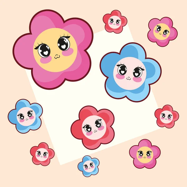 Kawaii Blumen Design — Stockvektor