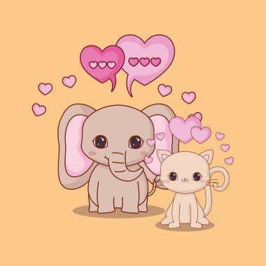 Kawaii hayvanlar ve love tasarım