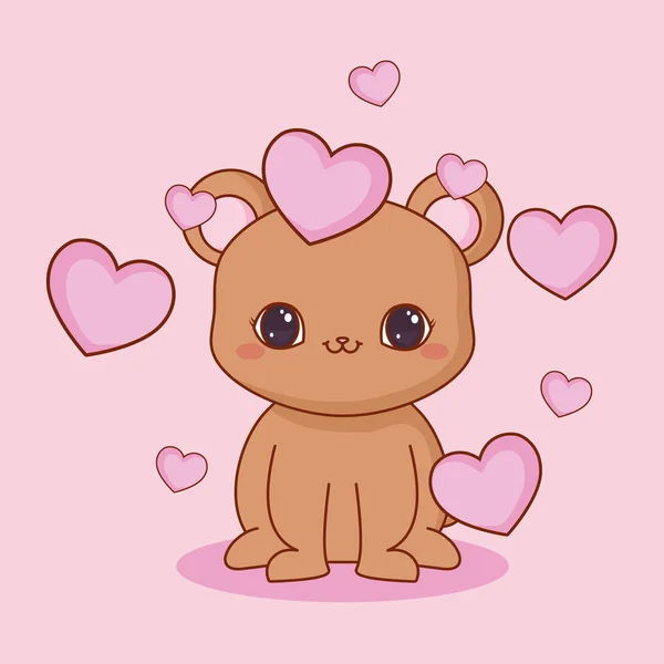 Animales Kawaii y diseño de amor — Archivo Imágenes Vectoriales