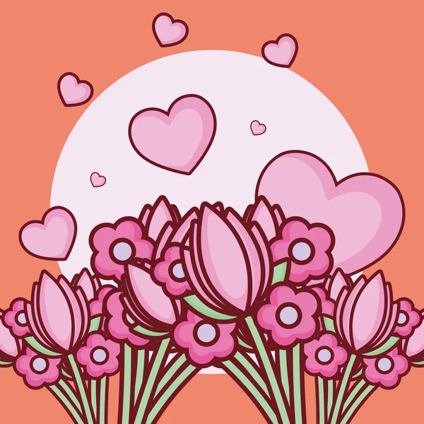Hearts and flowers design — Stock Vector