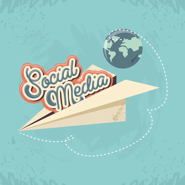 Szociális média marketing papírrepülő — Stock Vector