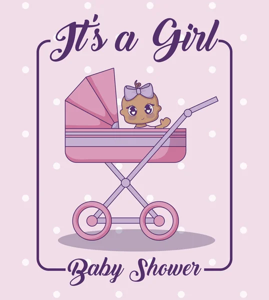 赤ちゃんシャワー デザイン ベクトル小話アイコン赤ちゃん女の子 — ストックベクタ