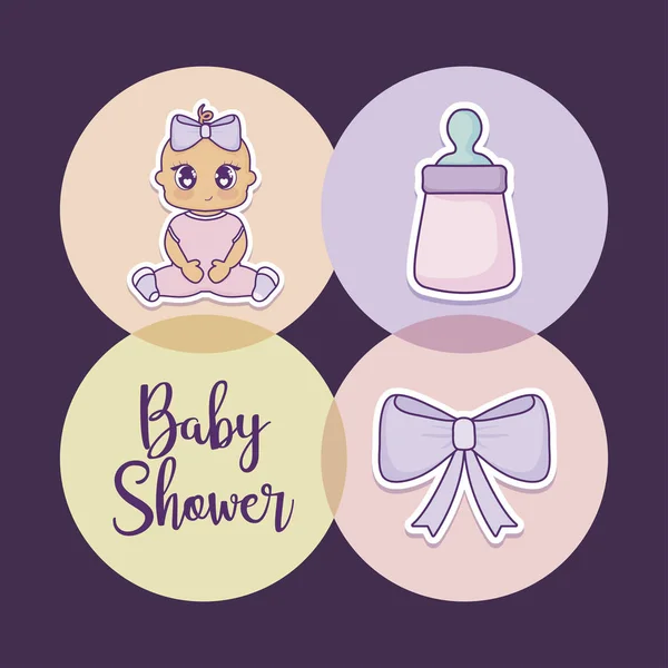 Baby Dusche Design Vektor Illustration Symbol Baby Mädchen — Stockvektor