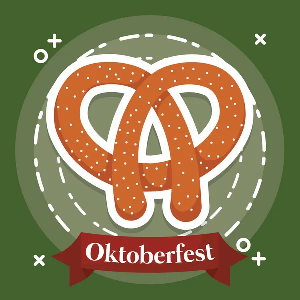 Oktoberfest Design Mit Brezel Auf Grünem Hintergrund Buntes Design Vektorillustration — Stockvektor