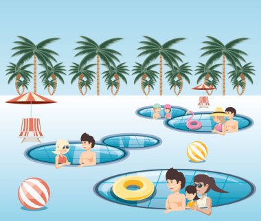 bir grup insan havuzu simgesi vectorilustration