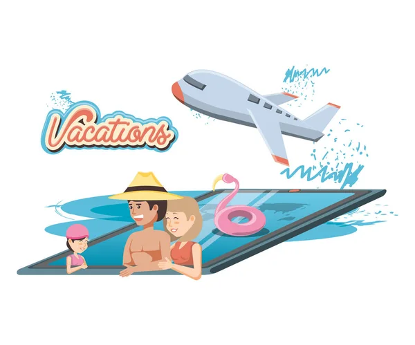 Rodinnou dovolenou v ikonu vectorilustration vody — Stockový vektor