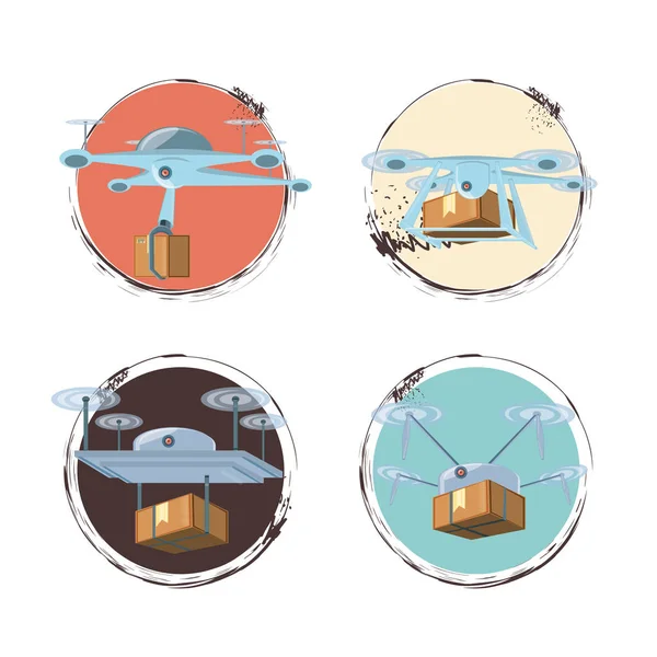 Drone servicio conjunto iconos icono vector ilustración — Vector de stock